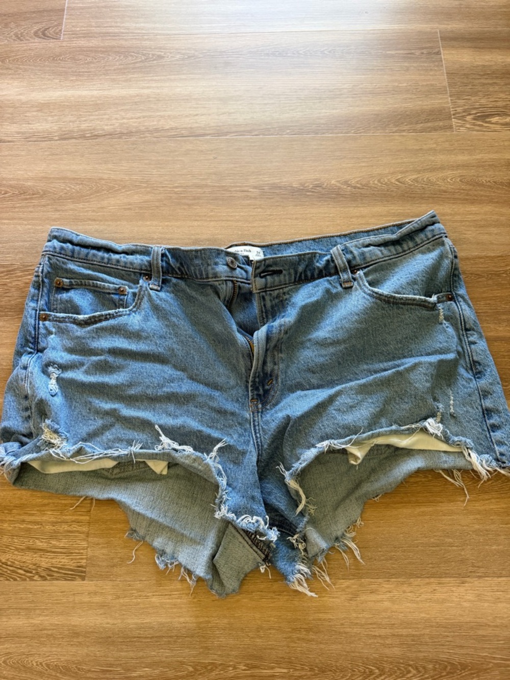 Abercrombie & Fitch Light Blue Distressed Denim Cutoff Shorts
